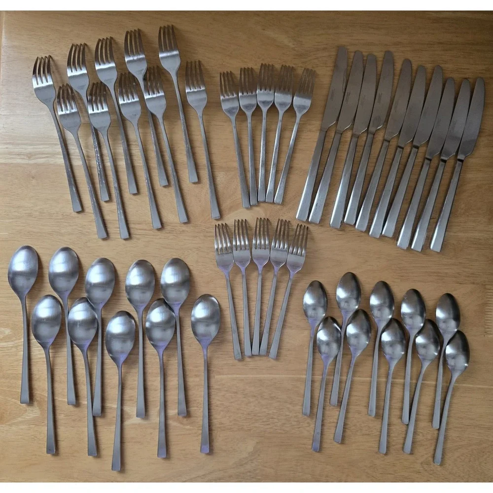 Cambridge Stainless Flatware 50 Pc Set Service for 10 Satin Tapered Handles